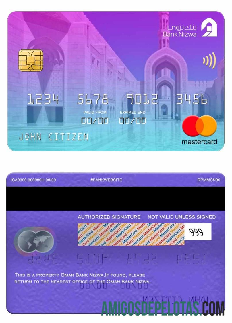 Oman Bank Nizwa Mastercard download for verification